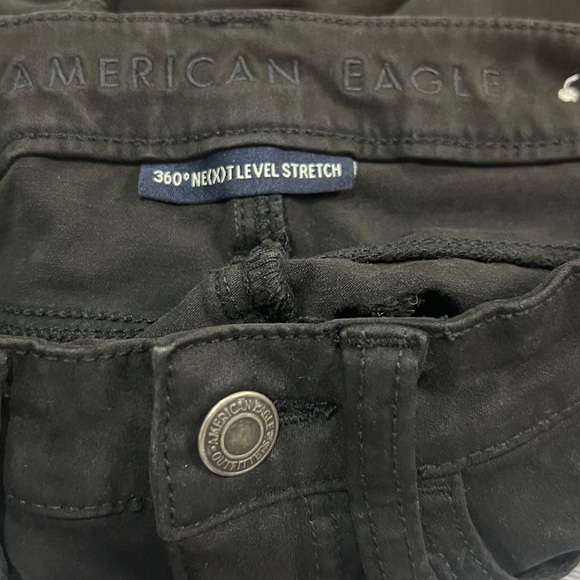 American Eagle Jeans Black Super Hi Rise Jegging Vintage Skinny Distressed 360 - Picture 11 of 14